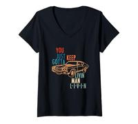 Mujer You Just Keep Gota Livin Man L-I-V-I-N Design Camiseta Cuello V