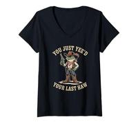 Mujer You Just Need Your Last Haw Cowboy Frog Toad Country Western Camiseta Cuello V