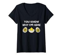 Mujer You Know Why I'm Here Funny Foodie Deviled Eggs Men Women Camiseta Cuello V