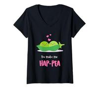 Mujer You Make Me HAP-Pea Heart Valentine Men Women Love Adult Camiseta Cuello V