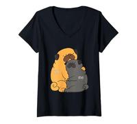 Mujer You Me Pug Camiseta Cuello V