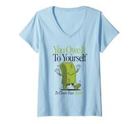 Mujer You Owe To Your Self - camisa de inspiración de cita Camiseta Cuello V