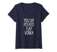 Mujer You Say Potato I Say Vodka Funny Vodka Despedida de soltera Camiseta Cuello V