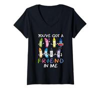 Mujer You 've Got Friend in Me Teacher Crayon School Student Camiseta Cuello V