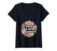 Mujer Young Hot Stroke Survivor Luchador resiliente |- Camiseta Cuello V