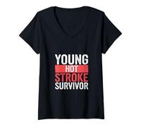 Mujer Young Hot Stroke Survivor Luchador resiliente |-- Camiseta Cuello V
