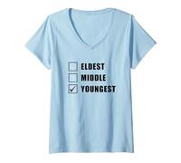 Mujer Youngest Middle Eldest - Matching Family Brother Sister Camiseta Cuello V