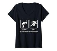 Mujer Your Boyfriend vs My Boyfriend Funny Marathon Running Design Camiseta Cuello V