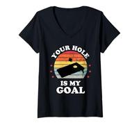 Mujer Your Hole Is My Goal Funny Cornhole Player Corn Star Camiseta Cuello V
