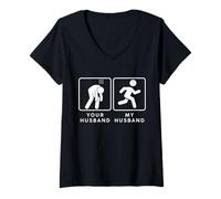 Mujer Your Husband vs. My Hubby - Funny Marathon Running Design Camiseta Cuello V