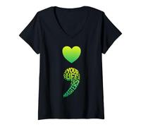 Mujer Your Life Matters - Apoyo de concientización sobre la Salud Mental en Semi Colon Camiseta Cuello V