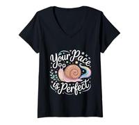 Mujer Your Pace Is Fomentar el Progreso rápido |- Camiseta Cuello V