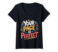 Mujer Your Pace Is Fomentar el Progreso rápido - Camiseta Cuello V