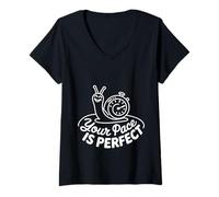 Mujer Your Pace Is Fomentar el Progreso rápido |- Camiseta Cuello V