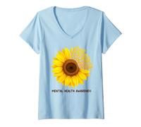 Mujer Your Story Matters Concientización sobre la Salud Mental Apoyo Girasol Camiseta Cuello V