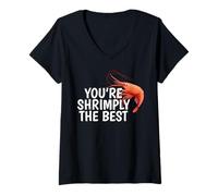 Mujer You'Re Shrimply The Best Funny Camarones Gambas Foodie Love Camiseta Cuello V