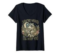 Mujer Youre Weird Ill Keep You Raccoon Possum Tarot Valentines Day Camiseta Cuello V