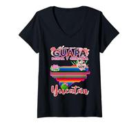 Mujer Yucatán México Souvenir Mexicana Guapa Bonita Chingona Camiseta Cuello V