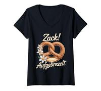 Mujer Zack Pretzel Flores Edelweiss Regalo Divertido Camiseta Cuello V
