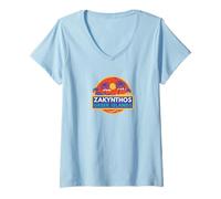 Mujer Zakynthos Grecia Vacaciones Islas Griegas Hombres Mujeres Niños Familia Camiseta Cuello V
