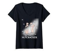 Mujer Zapatillas de Ballet The Nutcracker, Bonitas Bailarinas, Baile navideño Camiseta Cuello V