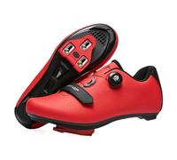 Mujer Zapatillas de Ciclismo para Hombre Zapatillas de Bicicleta de Carretera compatibles con Look SPD SPD-SL Delta Cleats Zapatillas de Bicicleta para Interiores Exteriores Todo Rojo EU 42