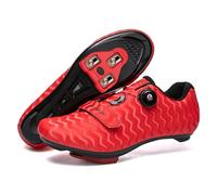 Mujer Zapatillas de Ciclismo para Hombre Zapatillas de Bicicleta de Carretera compatibles con Look SPD SPD-SL Delta Cleats Zapatillas de Bicicleta para Interiores Exteriores Rayas Rojas EU 42