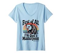 Mujer Zarigüeya Primero Que Nada Soy Obra Maestra De Dios Divertido Sarc Camiseta Cuello V