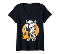 Mujer Zebra Comiendo Tacos Cebra Mexicana Kawaii Anime Camiseta Cuello V