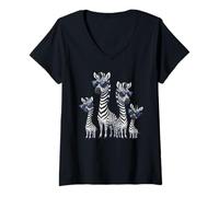 Mujer Zebra Family Sunglasses Safari Zoo Animal Lover Zebra Camiseta Cuello V