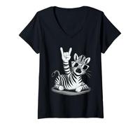 Mujer Zebra Punk Rock Rocker Heavy Metal Camiseta Cuello V