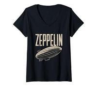 Mujer Zeppelin 70s 80s Dirigible Dirigible Vintage para aficionados a la historia Camiseta Cuello V