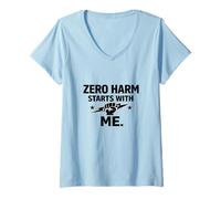 Mujer Zero Daño Comienza Conmigo - Regalo Motivacional de Cultura de Seguridad Camiseta Cuello V