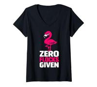 Mujer Zero Flocks Given Flamenco Rosa Humor sarcástico Camiseta Cuello V