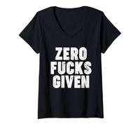 Mujer Zero Fucks Given Camiseta Cuello V