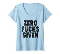Mujer Zero Fucks Given Camiseta Cuello V