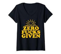 Mujer Zero Fucks Given Funny Sarcastic Sunshine Camiseta Cuello V