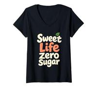 Mujer Zero Sugar Lifestyle Keto Control de glucosa bajo en carbohidratos Camiseta Cuello V