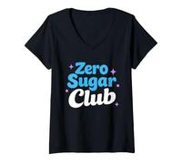 Mujer Zero Sugar Lifestyle Keto Control de glucosa bajo en carbohidratos Camiseta Cuello V