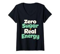 Mujer Zero Sugar Lifestyle Keto Control de glucosa bajo en carbohidratos Camiseta Cuello V