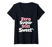 Mujer Zero Sugar Lifestyle Keto Control de glucosa bajo en carbohidratos Camiseta Cuello V