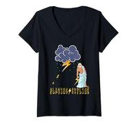 Mujer Zeus Greek God Thunder Lightning Bolt Storm Retro Mythology Camiseta Cuello V