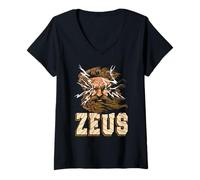 Mujer Zeus Relámpago Ira Mito Poder Rey Dios Olímpico Camiseta Cuello V