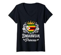 Mujer Zimbabwean Princess Zimbabwe Flag Proud Zimbabwean Girl Camiseta Cuello V