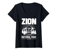 Mujer Zion National Park in Utah Women Men Hiking Lover Camiseta Cuello V