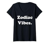 Mujer Zodiac Vibes Astrology Horoscope Energy Camiseta Cuello V