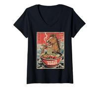 Mujer Zodiaco Año Nuevo Chino del Caballo 2026 Ramen Hombres Mujeres Camiseta Cuello V