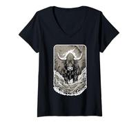 Mujer Zodiaco Toro Constelación Astrología Estrella Tenacidad Celestial Camiseta Cuello V
