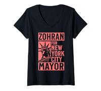 Mujer Zohran Mamdani para el Alcalde de Nueva York Funny Cool Trendy Progressive Camiseta Cuello V