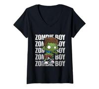 Mujer Zombi Boy Cute Adorable Kawaii Halloween Zombies Camiseta Cuello V